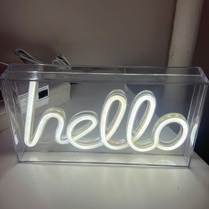 Neon HELLO sign